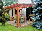 Zahradní pergola Standard 330×350 cm se střechou z polykarbonátových desek WT. Atypický rozměr.